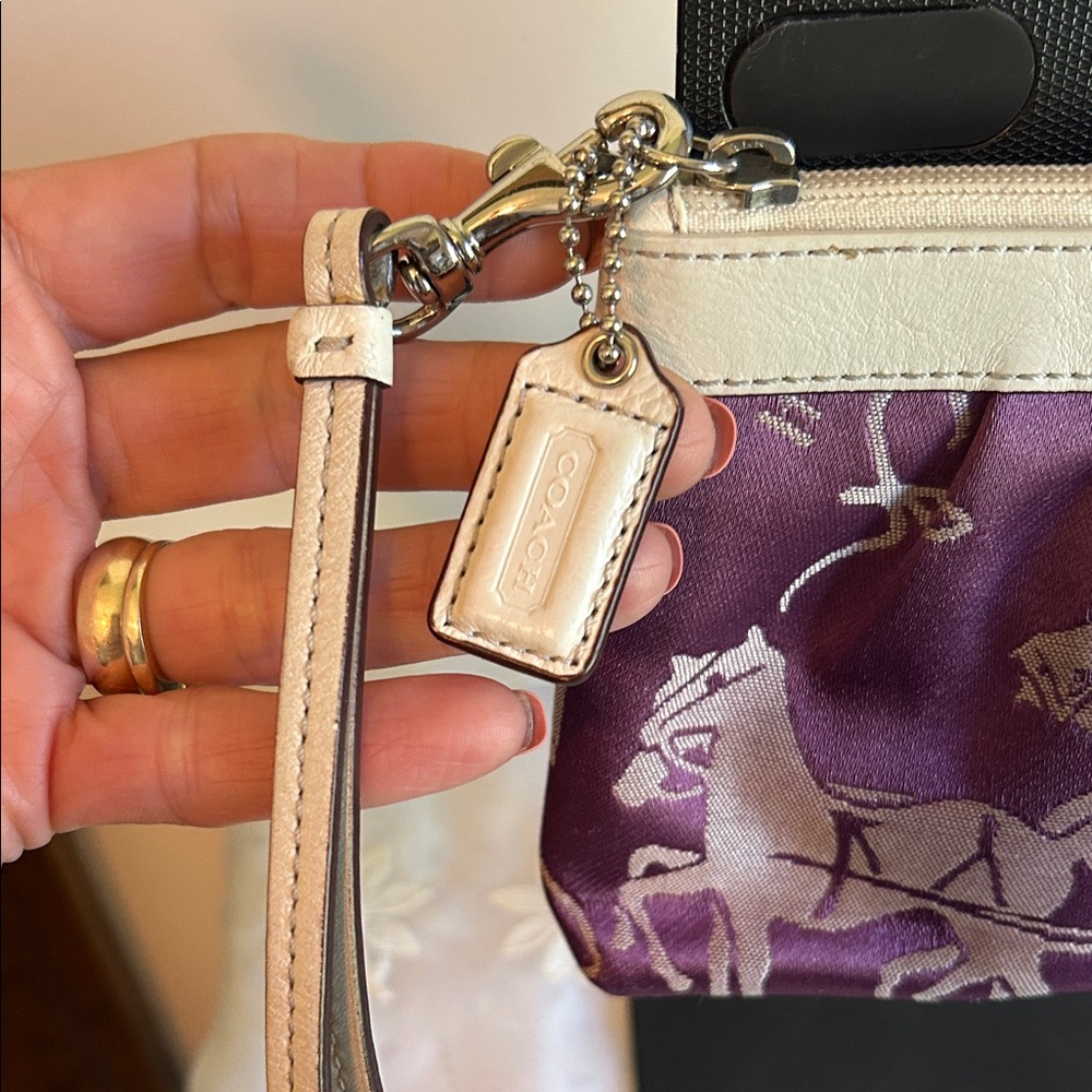 Coach Purple and Cream Wristlet - Picture 2 of 15